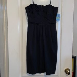 NWT Suzi Chen for Maggy Boutique Strapless Black Midi Dress. Size 4.
